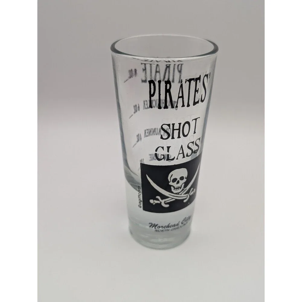 Pirate Shot Glass Tall 8oz Shooter Skull & Crossbones Morehead City North Caroli